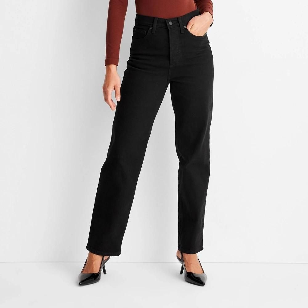 Women's Holiday High-Rise Straight Jeans Universal Thread Black 6